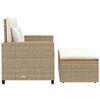 vidaXL Garden Sofa with Cushions 2-Seater Beige Poly Rattan&Acacia Wood