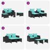 vidaXL 5 Piece Garden Sofa Set with Cushions Stackable Black Poly Rattan