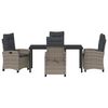 vidaXL Garden Dining Set with Cushion 5 pcs Grey Poly Rattan
