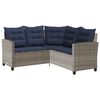 vidaXL Garden Sofa with Table&Cushions L-shaped Grey Poly Rattan