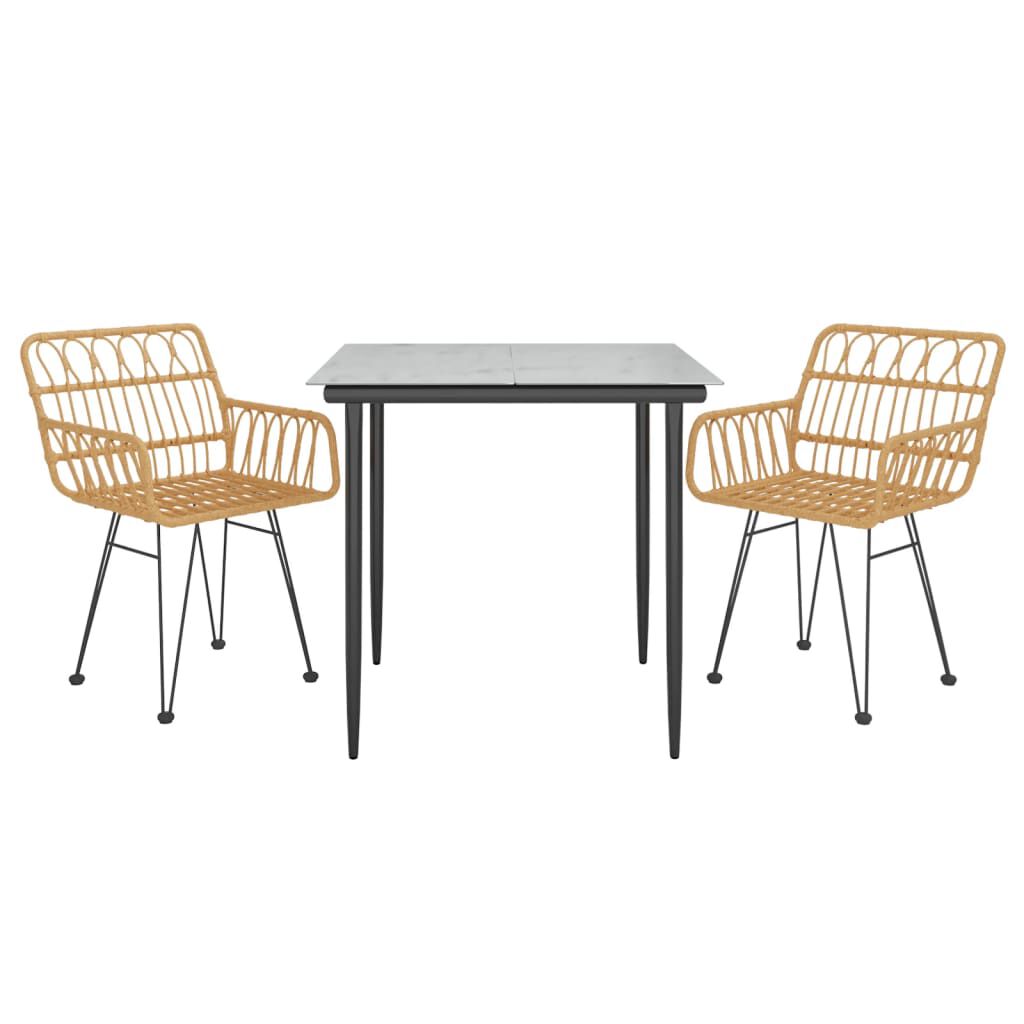 vidaXL 3 Piece Garden Dining Set Poly Rattan