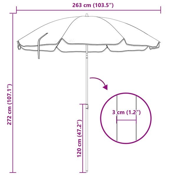 vidaXL Beach Parasol Blue 300 cm