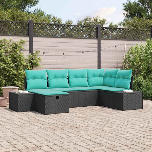 vidaXL Sofa Set with Cushion 7 pcs Poly Rattan