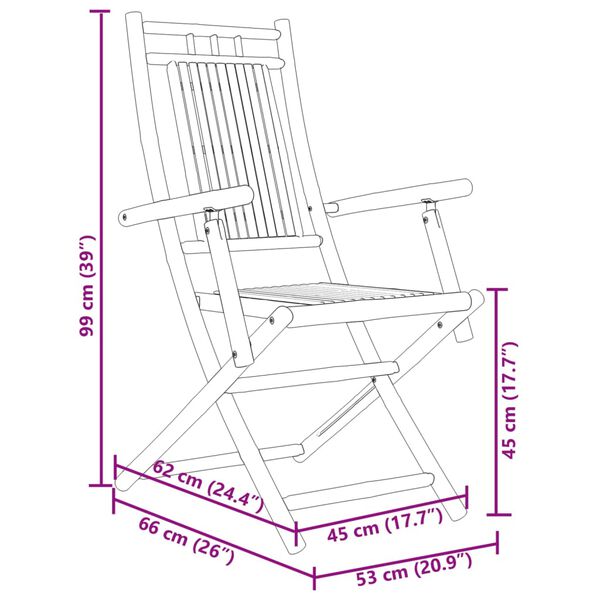vidaXL Folding Garden Chairs 8 pcs 53x66x99 cm Bamboo