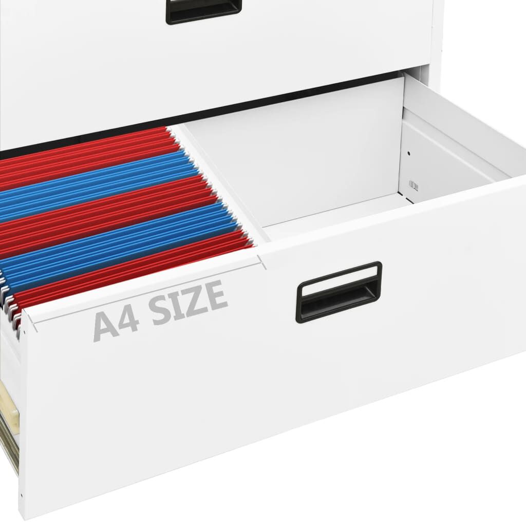 vidaXL Filing Cabinet White 90x46x72.5 cm Steel