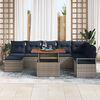 vidaXL Garden Dining Set with Cushion 9 pcs Grey and Navy