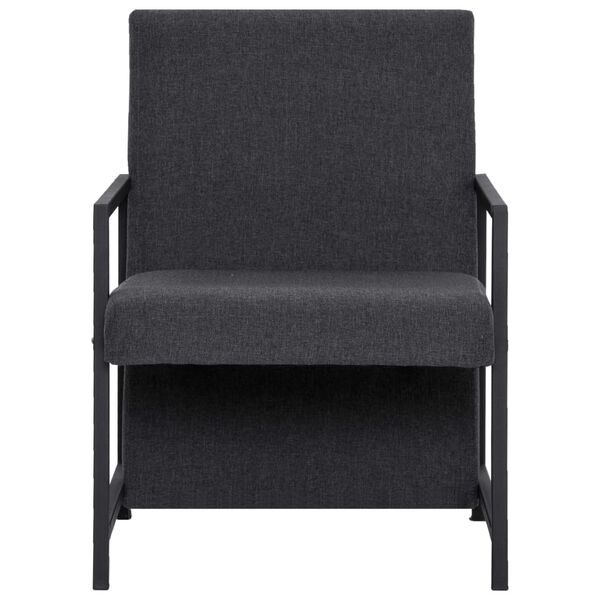 vidaXL Armchair with Chrome Feet Dark Gray Fabric