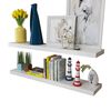 2 White MDF Floating Wall Display Shelves Book/DVD Storage