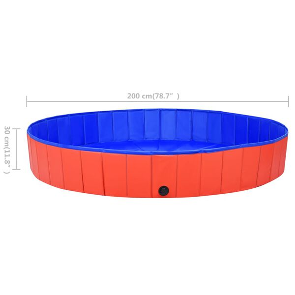 vidaXL Foldable Dog Swimming Pool Red 200x30 cm PVC