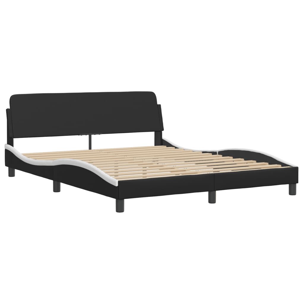 vidaXL Bed Frame without Mattress Black and White 152x203 cm Faux Leather