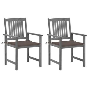 vidaXL Garden Chairs with Cushions 2 pcs Grey Solid Acacia Wood