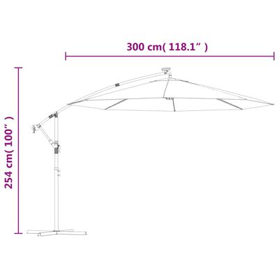 vidaXL Cantilever Garden Parasol with LED Lights and Steel Pole 300 cm Azure