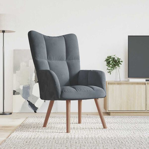 vidaXL Relaxing Chair Dark Grey Velvet