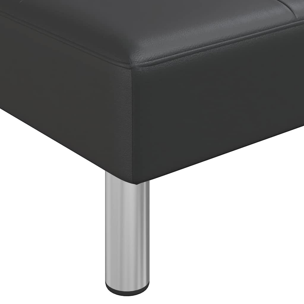 vidaXL L-shaped Sofa Bed Black 255x140x70 cm Faux Leather