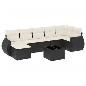 vidaXL 8 Piece Garden Sofa Set with Cushions Black Poly Rattan