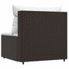 vidaXL Garden Middle Sofa with Cushions Brown Poly Rattan
