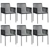 vidaXL Garden Chairs with Cushions 6 pcs Black 54x60.5x83.5 cm Poly Rattan