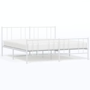 vidaXL Metal Bed Frame without Mattress with Footboard White 183x213cm