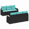 vidaXL Garden Sofa Set with Cushion 7 pcs Black and Turquoise