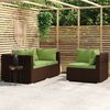 vidaXL 3 Piece Garden Lounge Set with Cushions Brown Poly Rattan