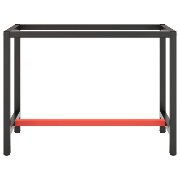 vidaXL Work Bench Frame Matte Black and Matte Red 110x50x79 cm Metal