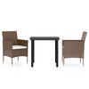 vidaXL 3 Piece Garden Dining Set with Cushions Brown and Black