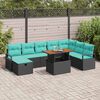 vidaXL Garden Sofa Set Height-Adjustable 9 pcs Black Poly Rattan