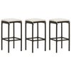 vidaXL 4 Piece Garden Bar Set with Cushions Poly Rattan Brown