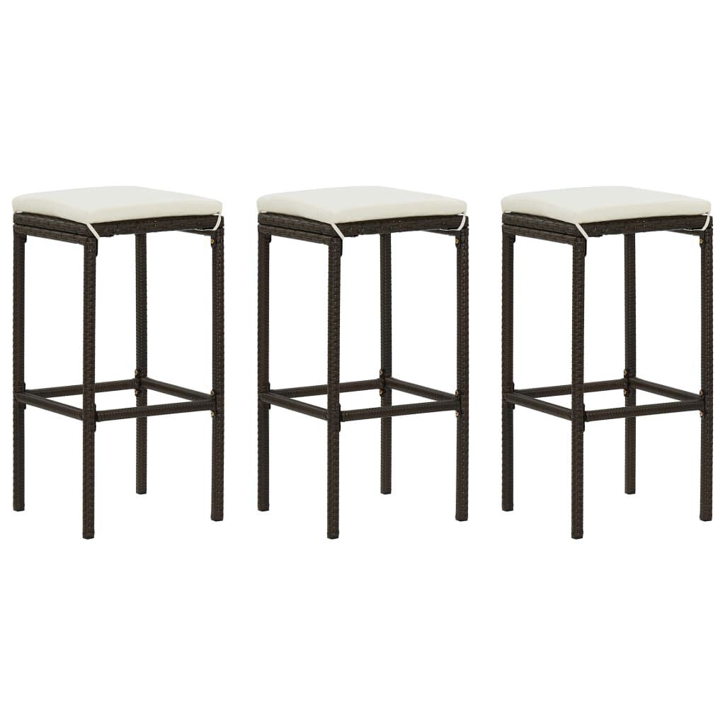 vidaXL 4 Piece Garden Bar Set with Cushions Poly Rattan Brown