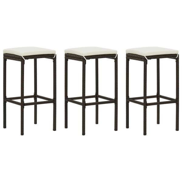 vidaXL 4 Piece Garden Bar Set with Cushions Poly Rattan Brown