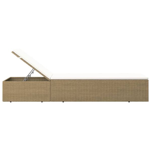 vidaXL Sunlounger Poly Rattan Brown and Cream White