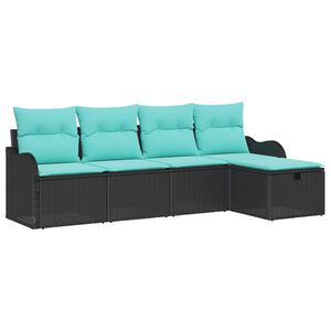 vidaXL Garden Sofa Set Manual 5 pcs Black and turquoise Poly rattan