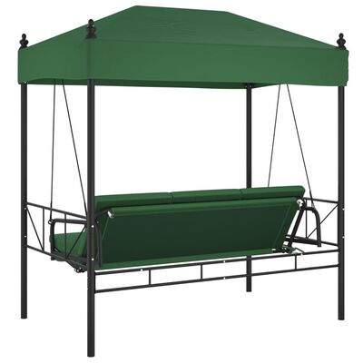 vidaXL Garden Swing Bench with Canopy Green Steel