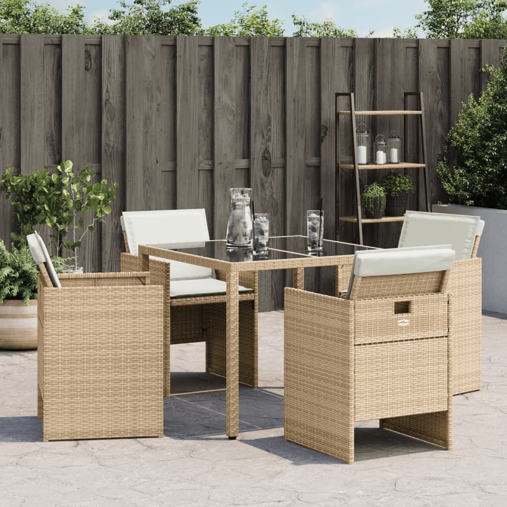 vidaXL Garden Chairs with Cushions 4 pcs Beige Poly Rattan