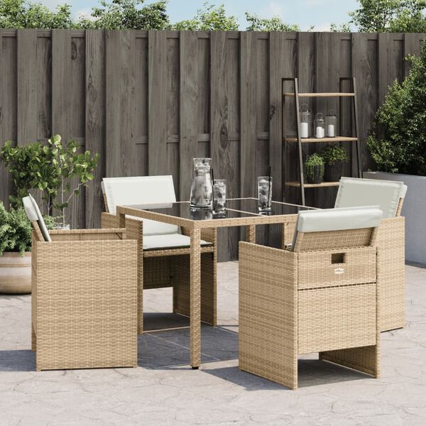 vidaXL Garden Chairs with Cushions 4 pcs Beige Poly Rattan
