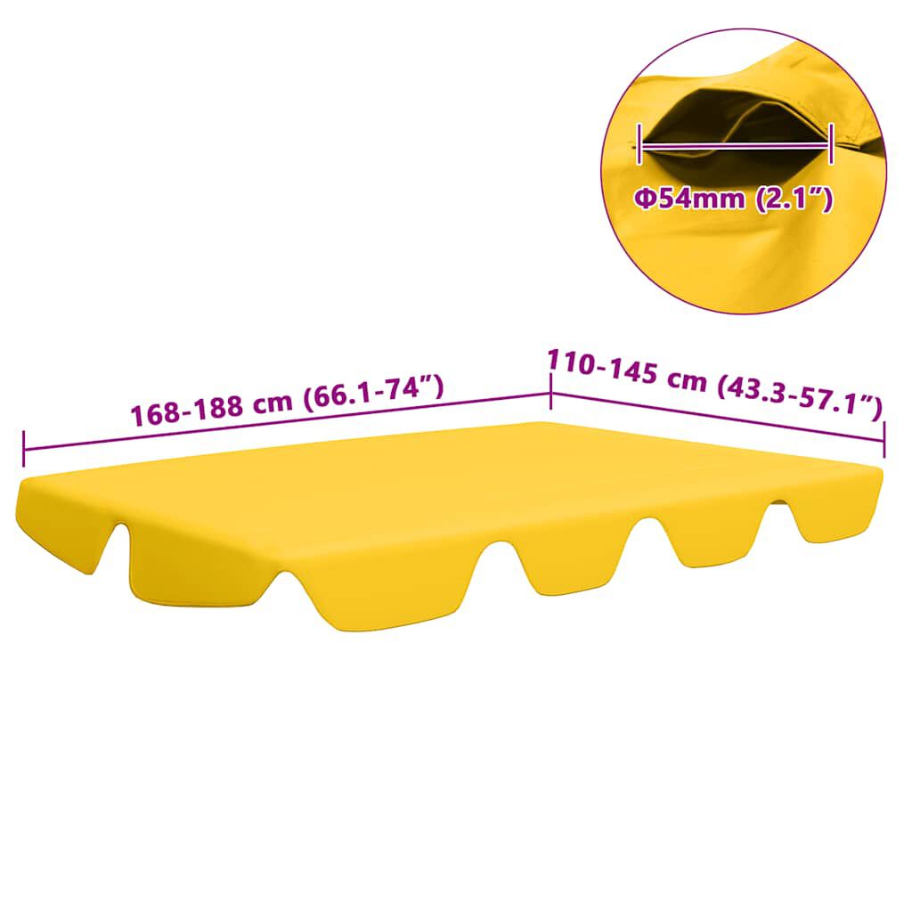 vidaXL Replacement Canopy for Garden Swing Yellow 188/168x145/110 cm