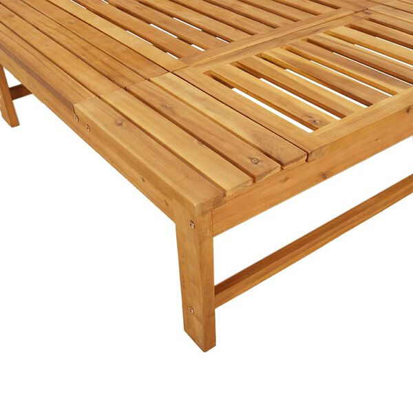 vidaXL Sun Lounger with Dark Grey Cushion and Pillow Solid Wood Acacia