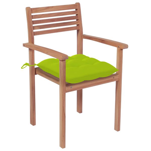 vidaXL Garden Chairs 4 pcs with Bright Green Cushions Solid Teak Wood