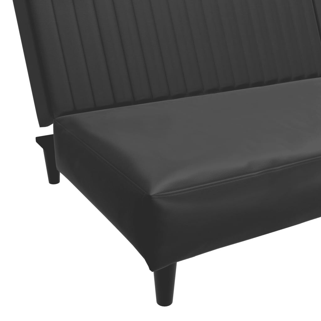 vidaXL 2-Seater Sofa Bed Black Faux Leather