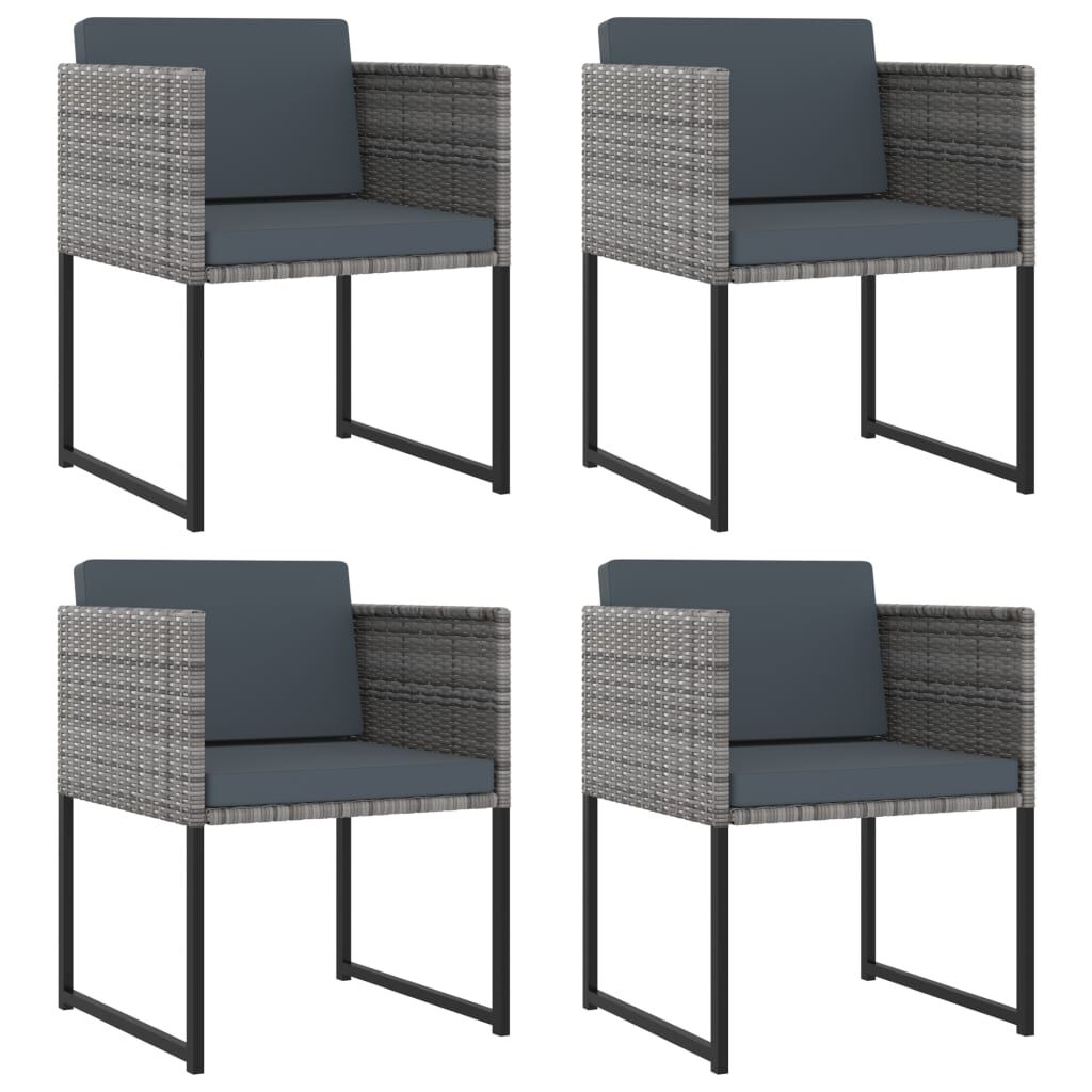 vidaXL 9 Piece Garden Dining Set with Cushions Poly Rattan Grey
