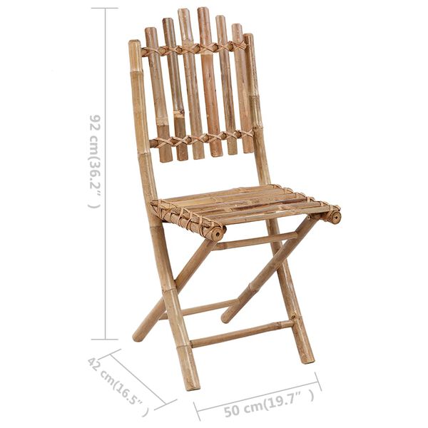 vidaXL Folding Garden Chairs 2 pcs with Cushions Bamboo