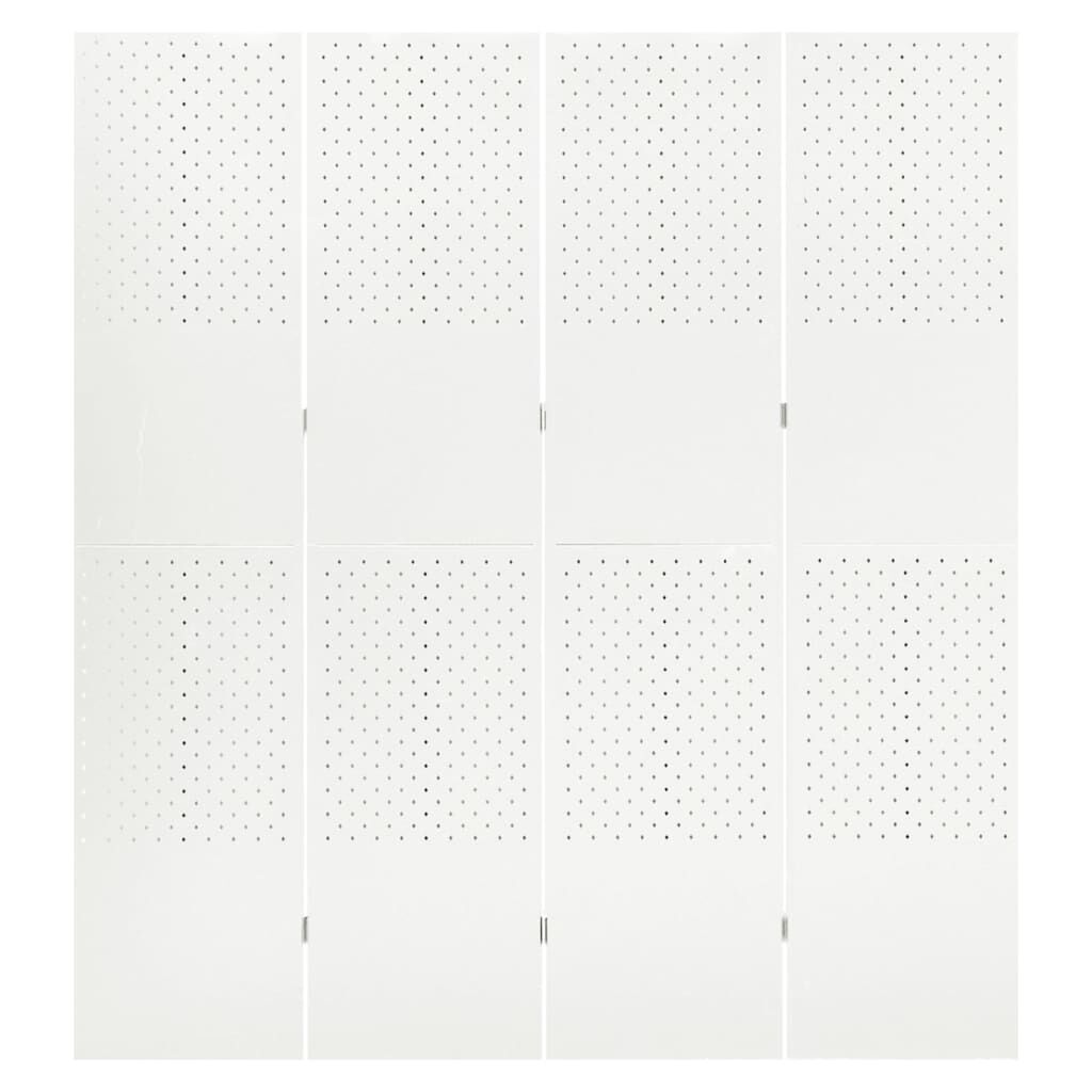 vidaXL 4-Panel Room Dividers 2 pcs White 160x180 cm Steel
