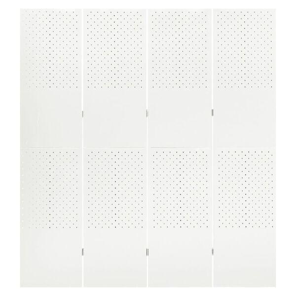 vidaXL 4-Panel Room Dividers 2 pcs White 160x180 cm Steel
