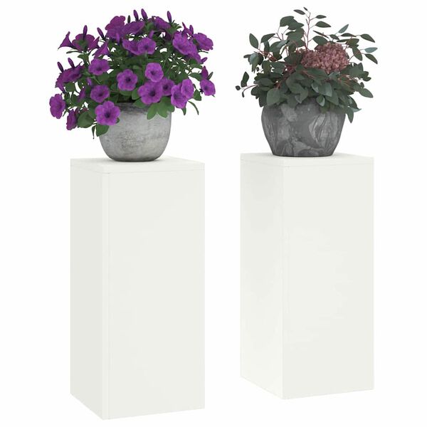 vidaXL Plant Stands 2 pcs White 24 x 24 x 55 cm Steel