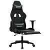 vidaXL Gaming Chair with Footrest Black Faux Leather