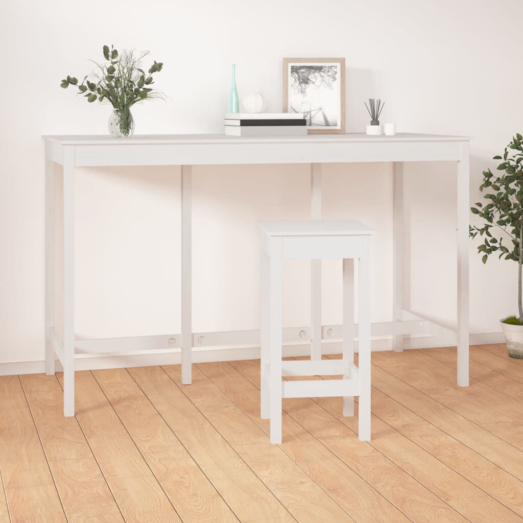 vidaXL Bar Table White 180x80x110 cm Solid Wood Pine