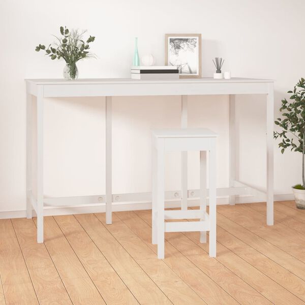 vidaXL Bar Table White 180x80x110 cm Solid Wood Pine
