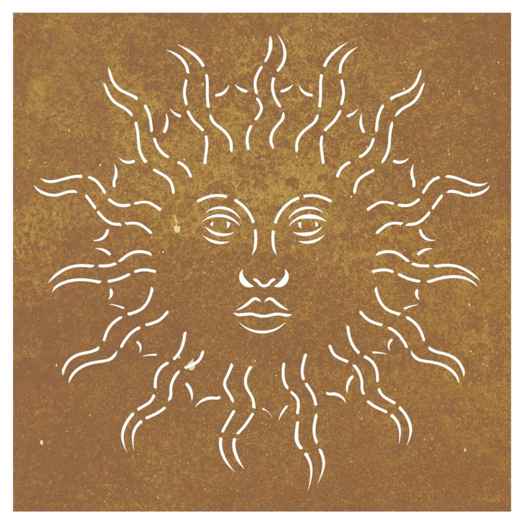vidaXL Garden Wall Decoration 55x55 cm Corten Steel Sun Design