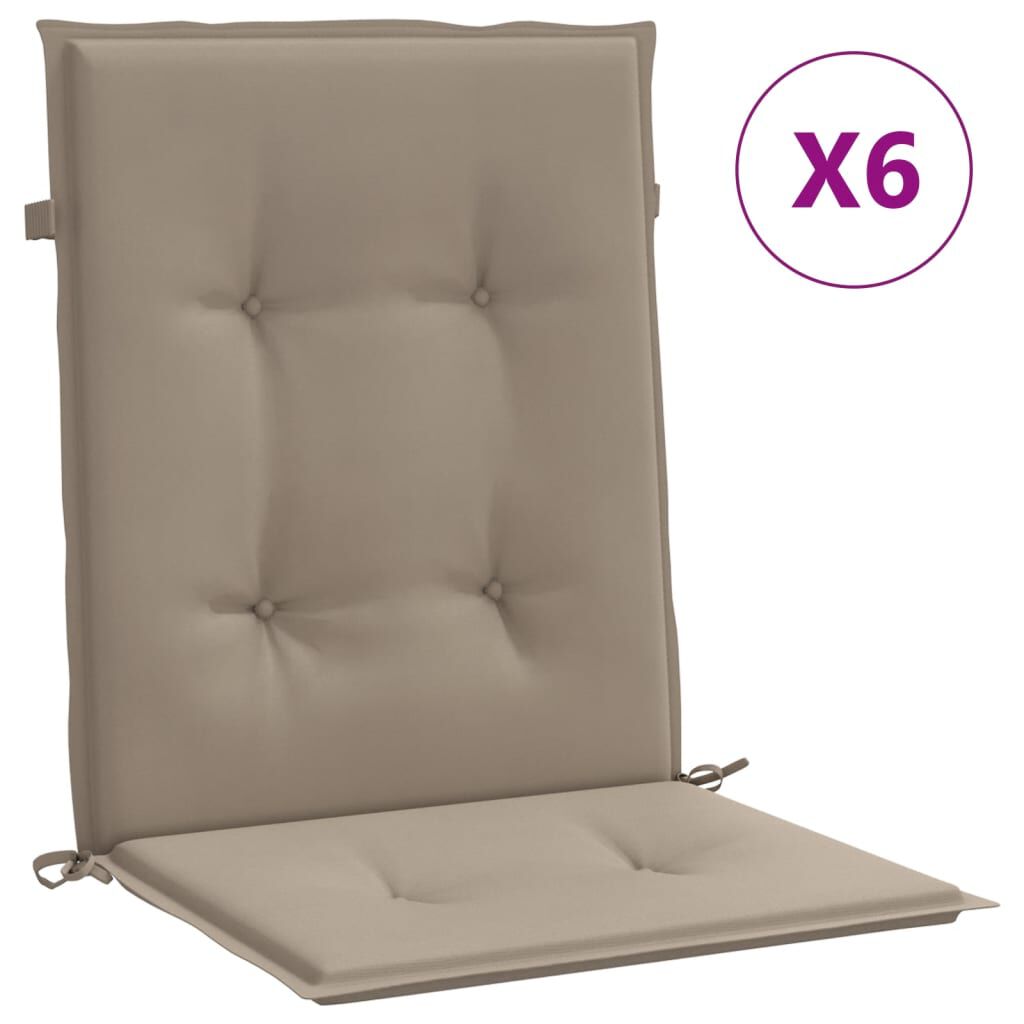 vidaXL Garden Lowback Chair Cushions 6 pcs Taupe 100x50x3 cm Oxford Fabric