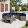 vidaXL Garden Sofa with Table and Cushions Round Grey Poly Rattan